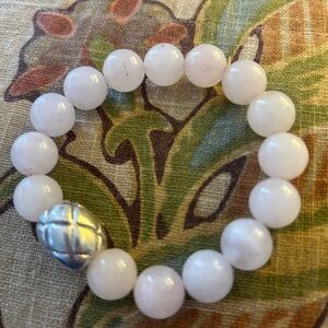 Gorgeous Simon Sebbag Sterling Rose Quartz Beads Stretch Bracelet